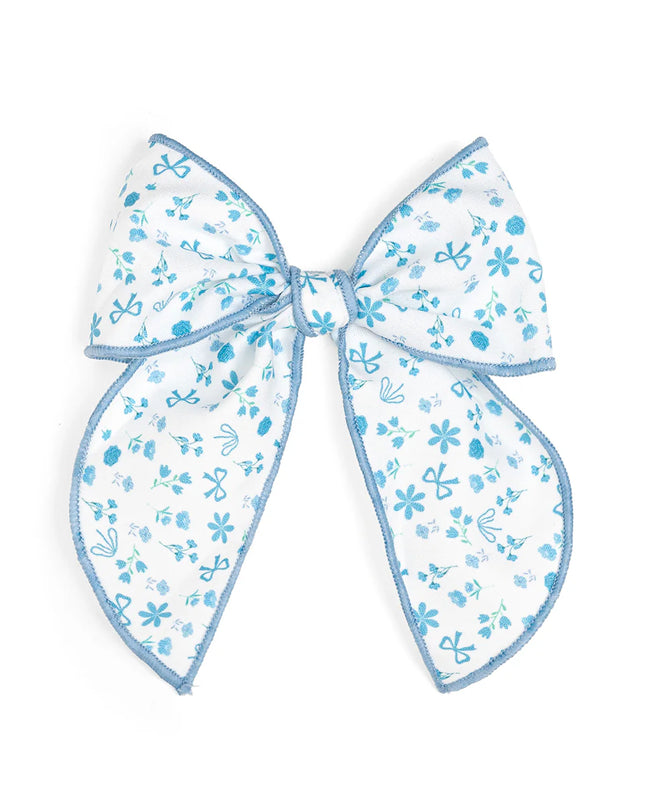 Sky Floral Bow Clip