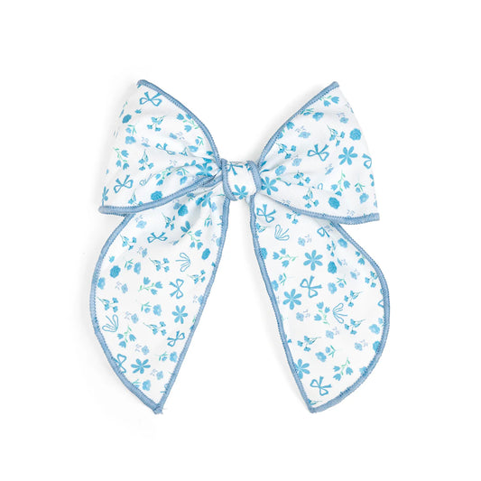 Sky Floral Bow Clip