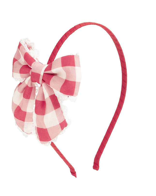 Red Gingham Bow Headband