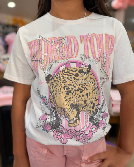 World Tour Leopard Rhinestone Tee