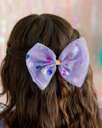Lavendar Confetti Tulle Bow Clip