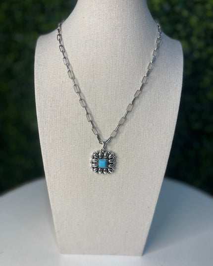 Turquoise Pendant Necklace | Silver