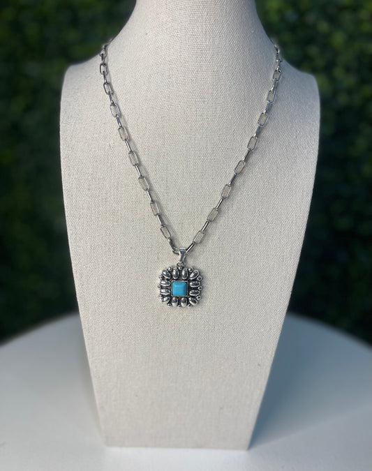 Turquoise Pendant Necklace | Silver
