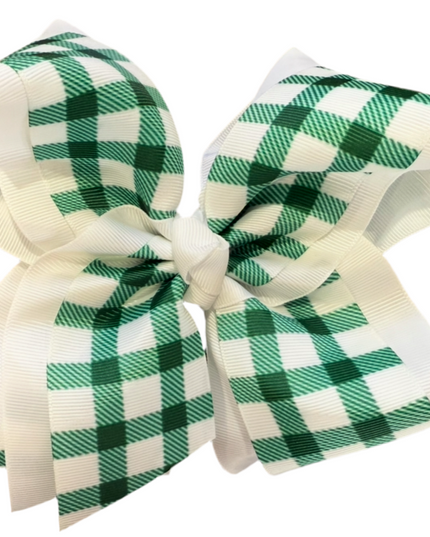 6” Emerald Checker Printed Hair Bow