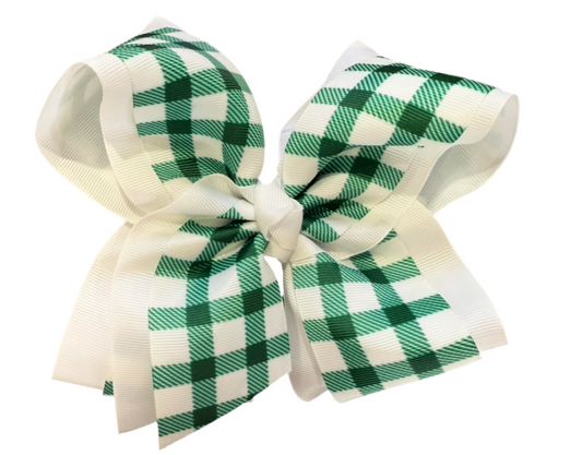 6” Emerald Checker Printed Hair Bow