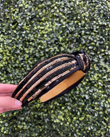 Black & Gold Sequin Headband