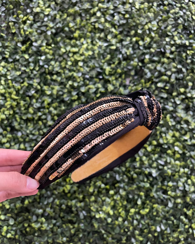 Black & Gold Sequin Headband
