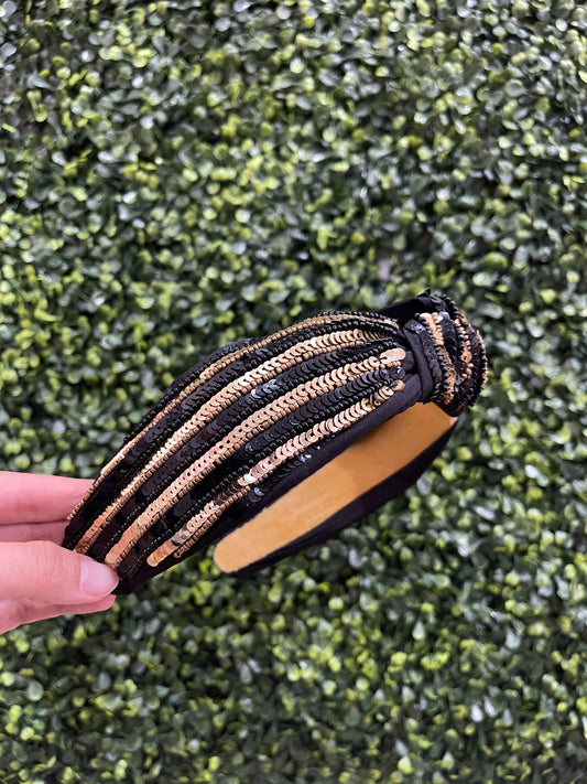 Black & Gold Sequin Headband
