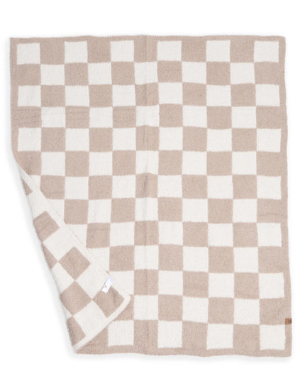 Children's Checkered Pattern Luxury Soft Throw Blanket | Beige