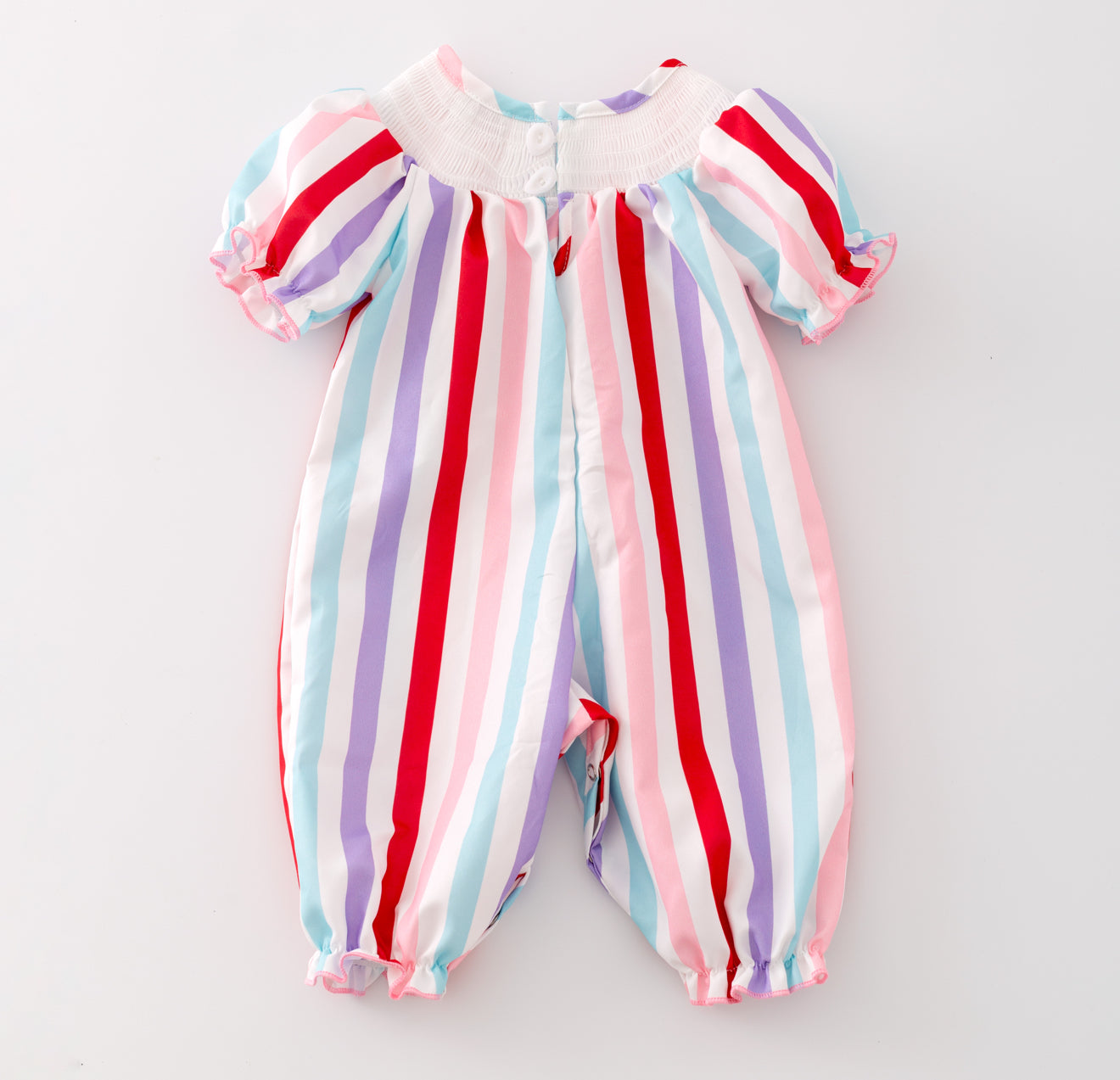 Candy Heart Stripe Smocked Romper