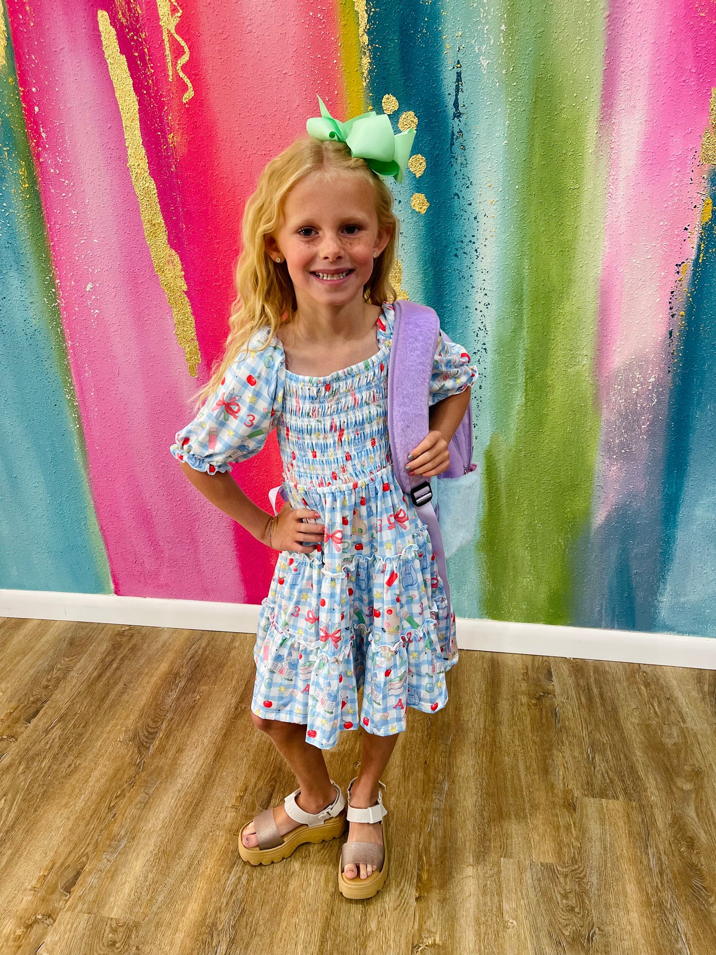 Honor Roll Smocked Ruffle Dress