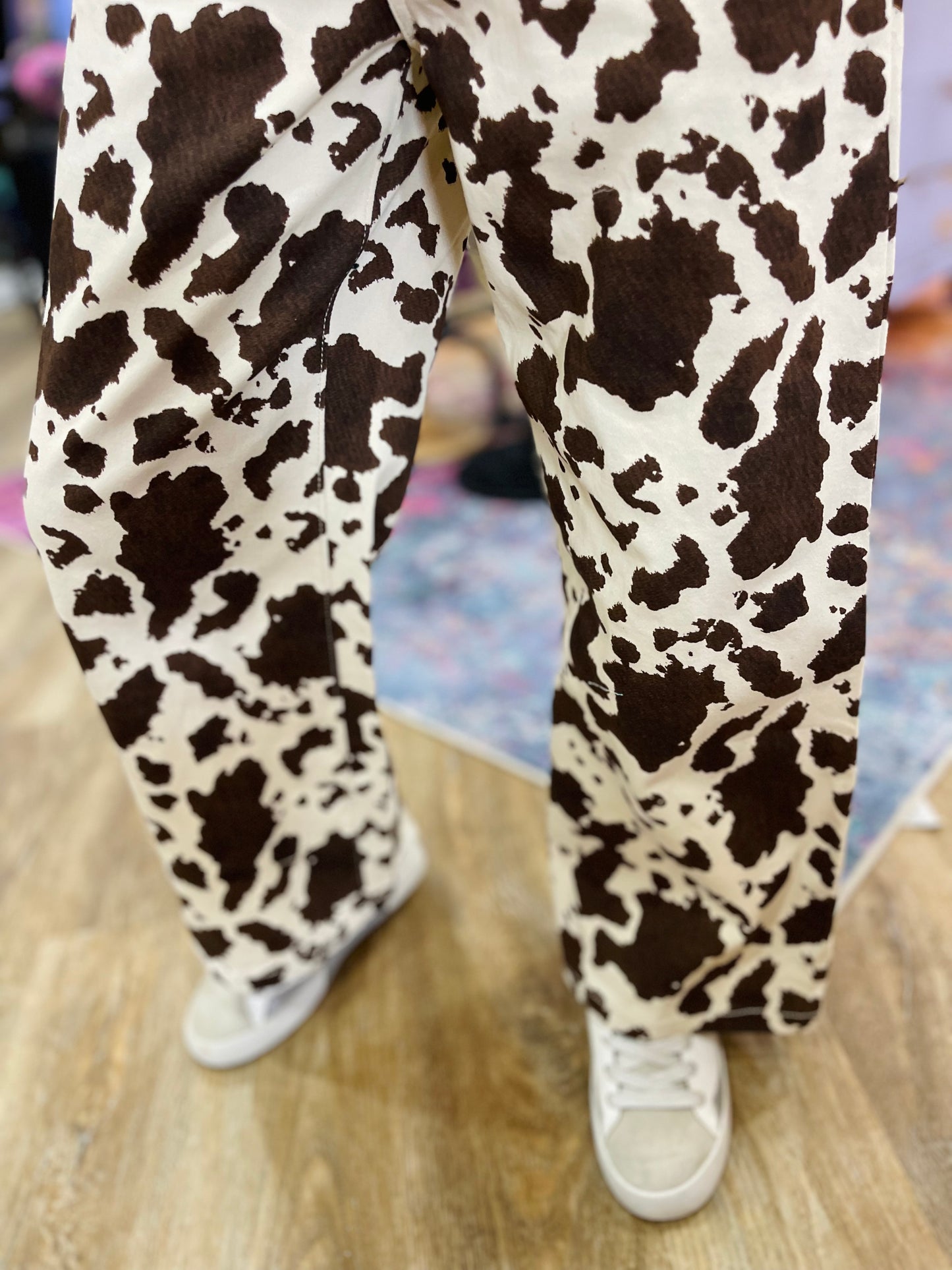 Cow Print Straight Leg Pants