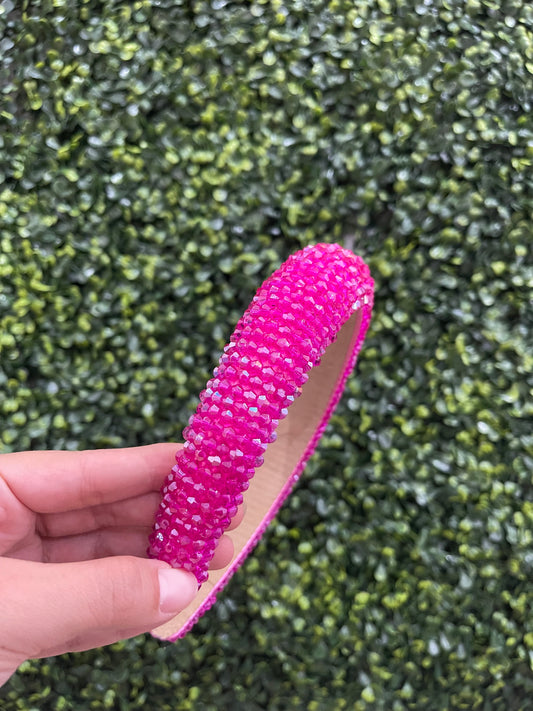 Magenta Beaded Round Headband