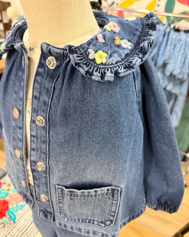 Flora Embroidered Jacket  | Denim