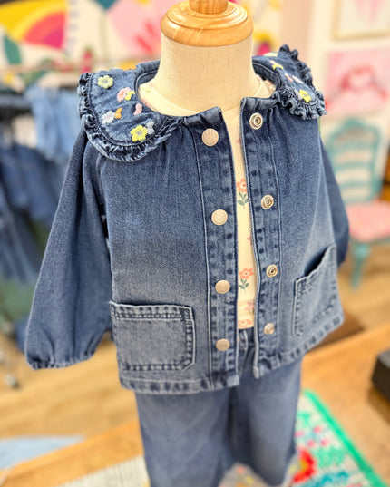 Flora Embroidered Jacket  | Denim