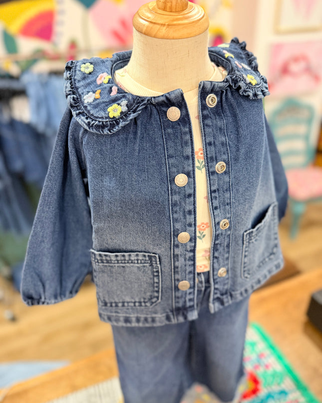 Flora Embroidered Jacket  | Denim