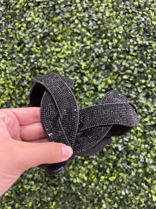 Black Rhinestone Embellished Headband