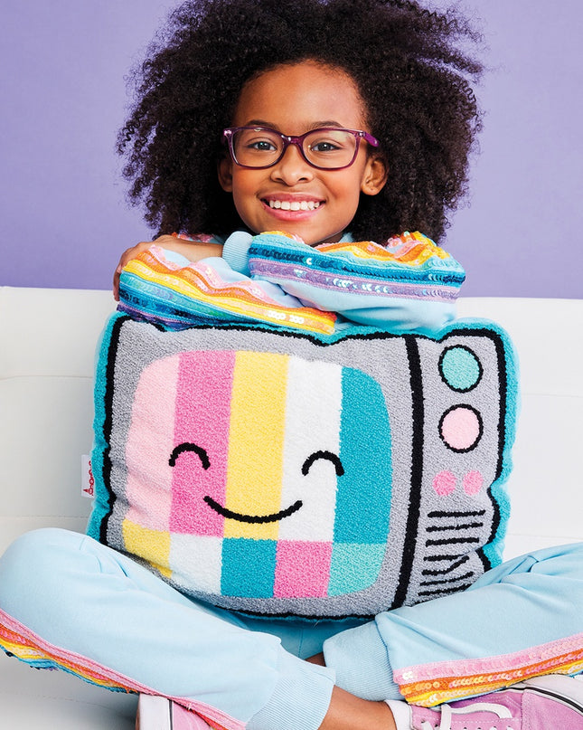 Retro Tele Chenille Plush Pillow