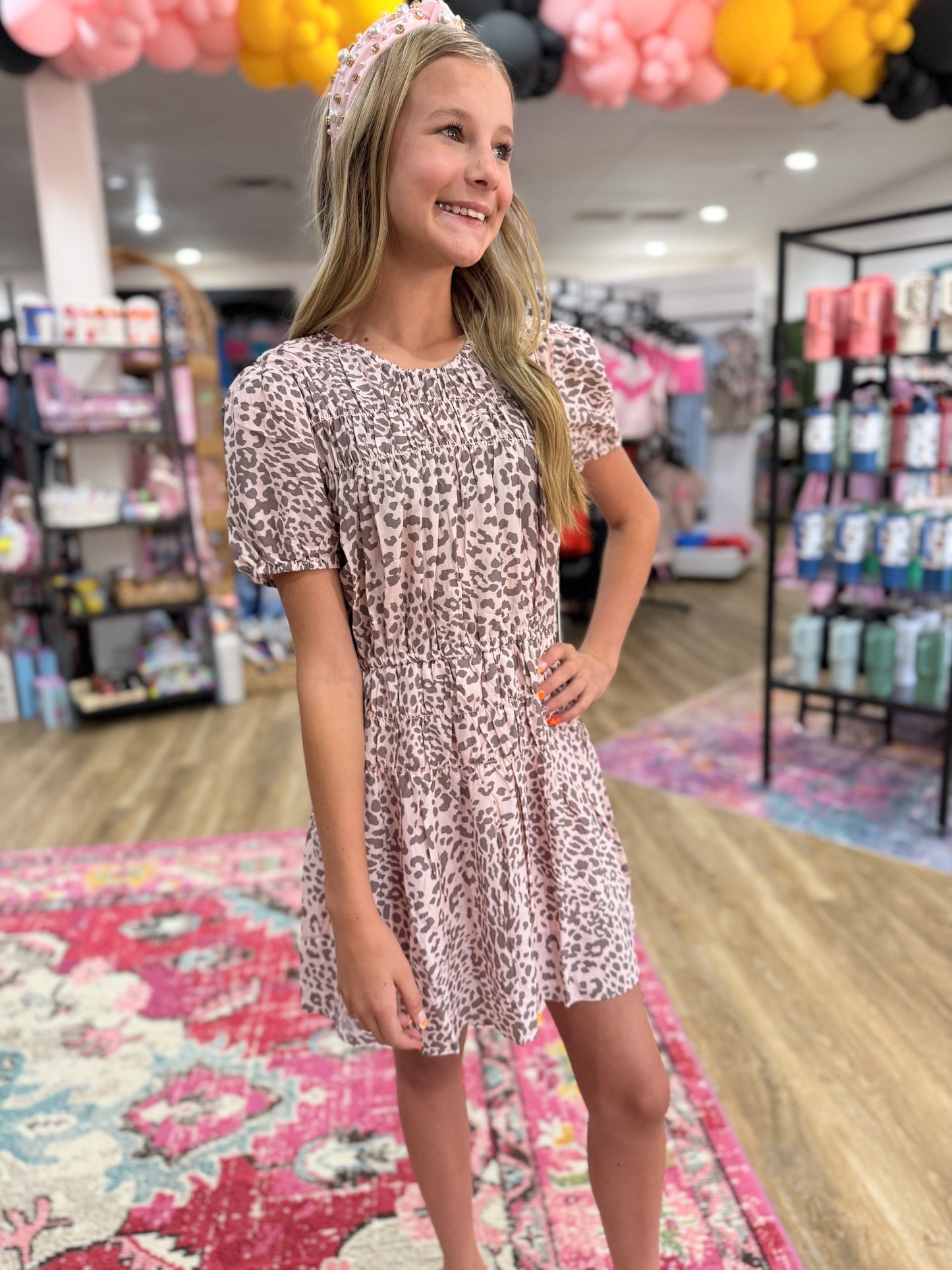 Digital Print Cap Sleeve Dress | Winter Safari