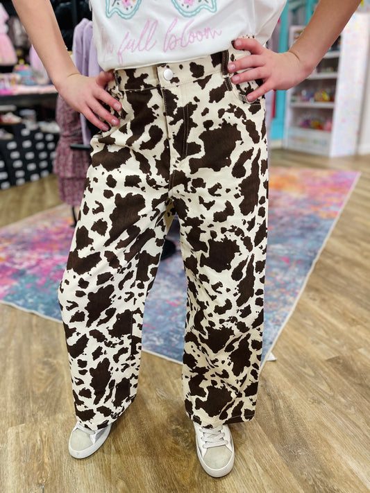 Cow Print Straight Leg Pants
