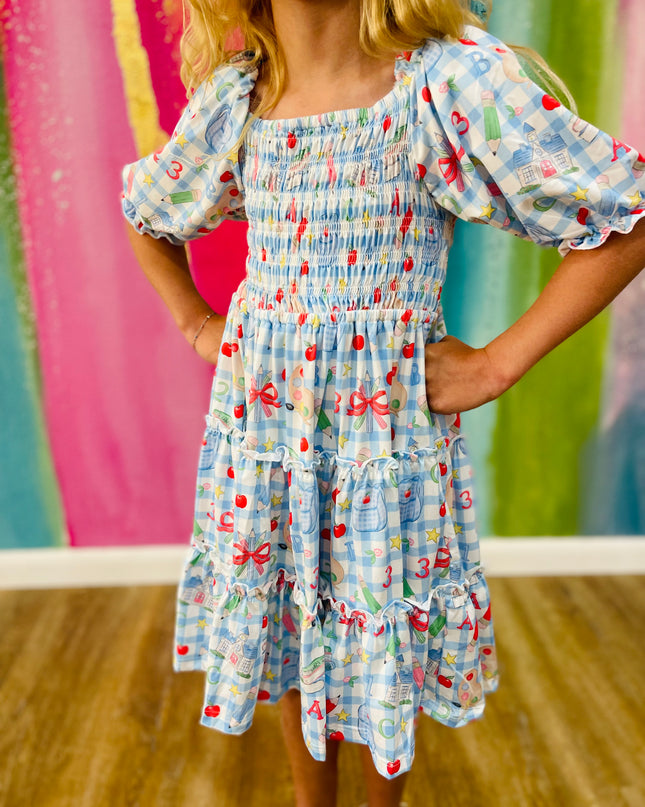 Honor Roll Smocked Ruffle Dress