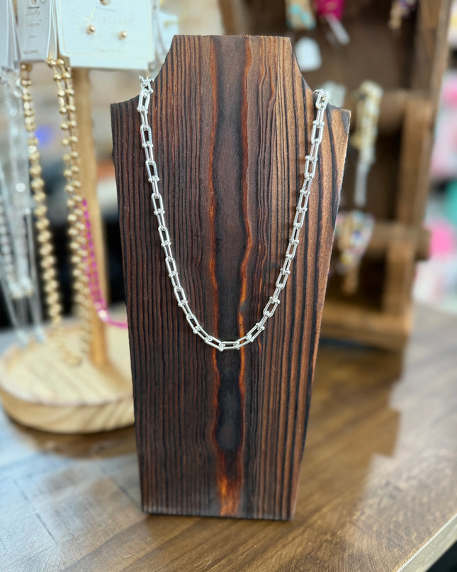 Silver Link Necklace + Studs