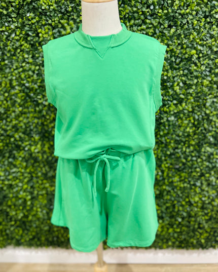 French Terry Hi-Lo Muscle Tank | Seaweed