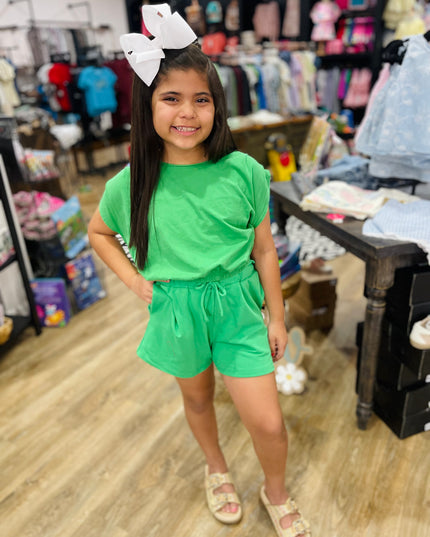 French Terry Paperbag Shorts | Seaweed