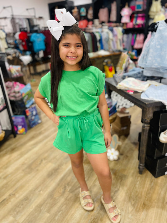 French Terry Paperbag Shorts | Seaweed