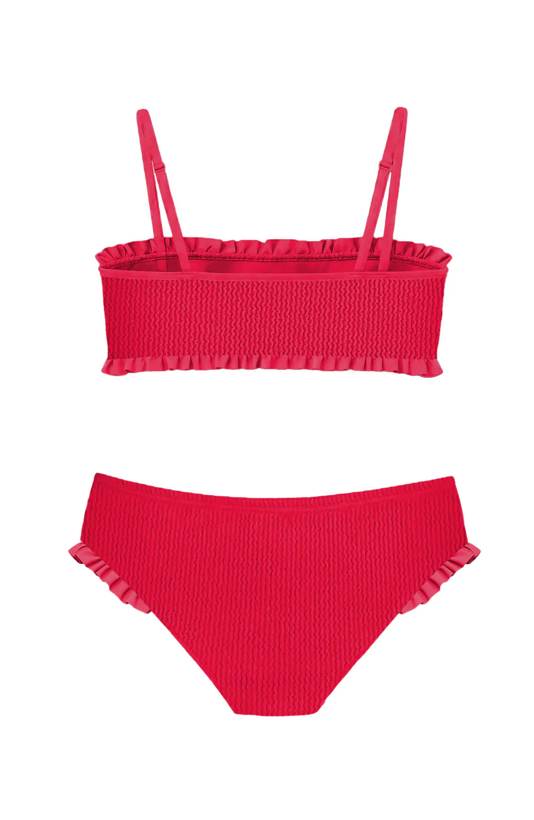 Ruffle Bandeau Two Piece Swimsuit | Red