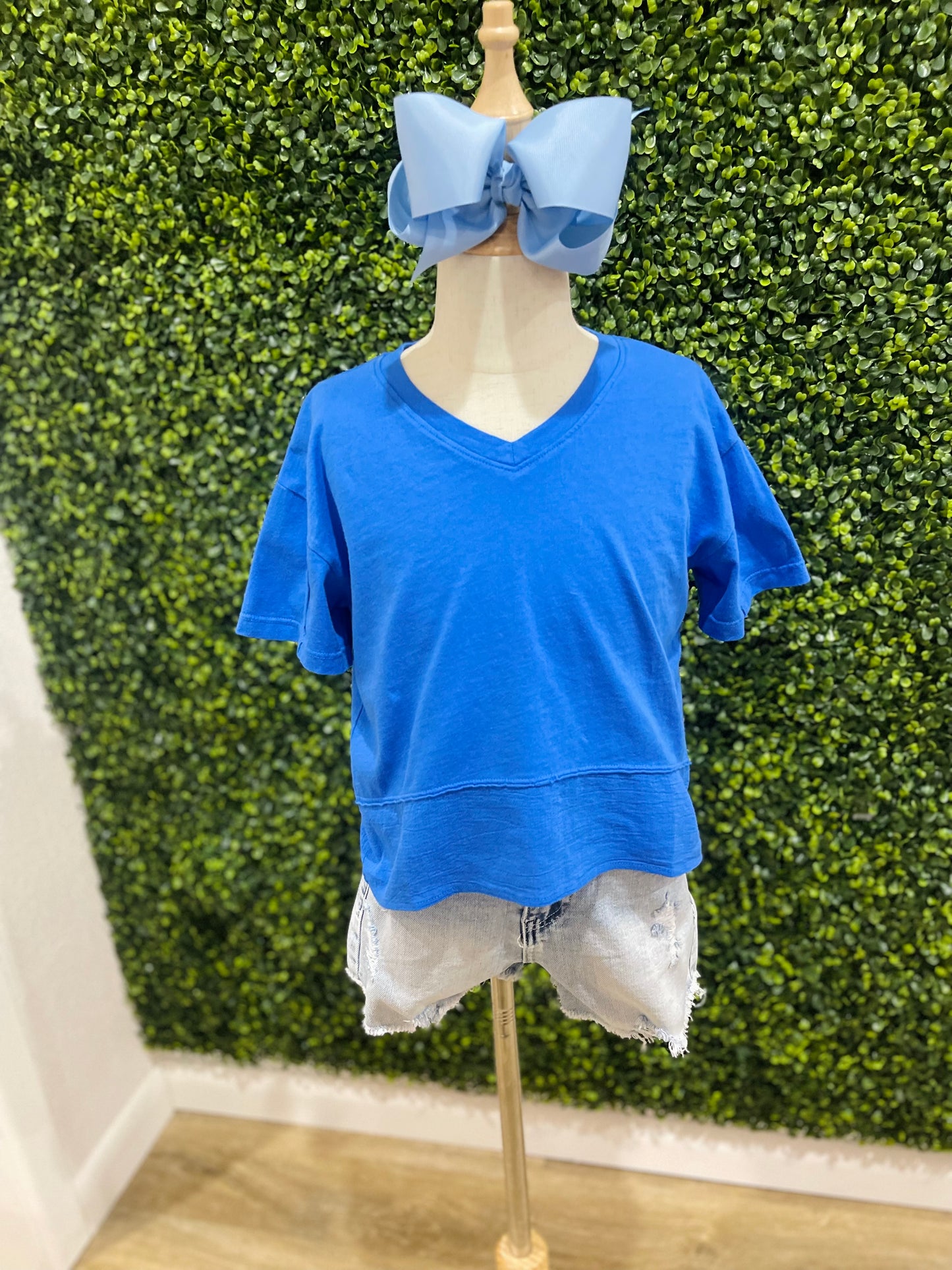 Cotton Jersey Boxy V-Neck | Royal Blue