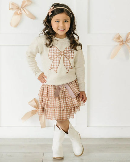 Gingham Bow Patch Sweatshirt