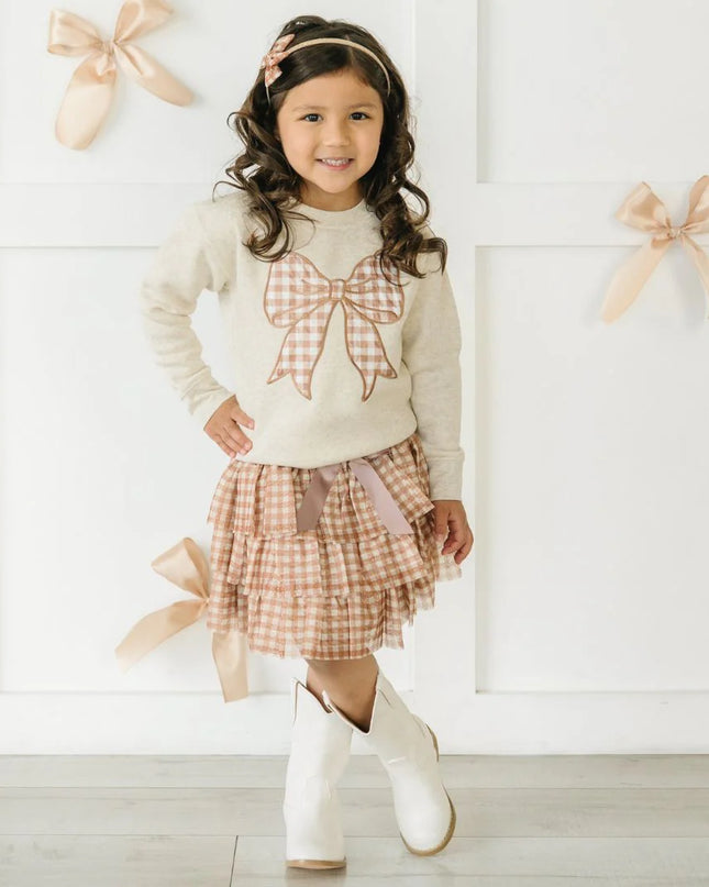 Gingham Bow Patch Sweatshirt