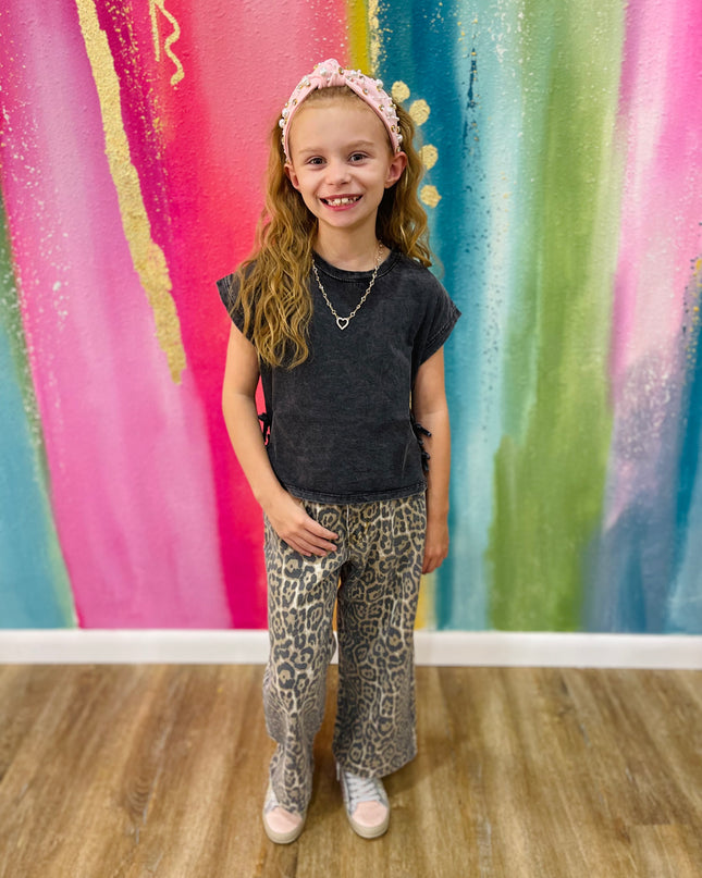 Leopard Relaxed Fit Cropped Denim