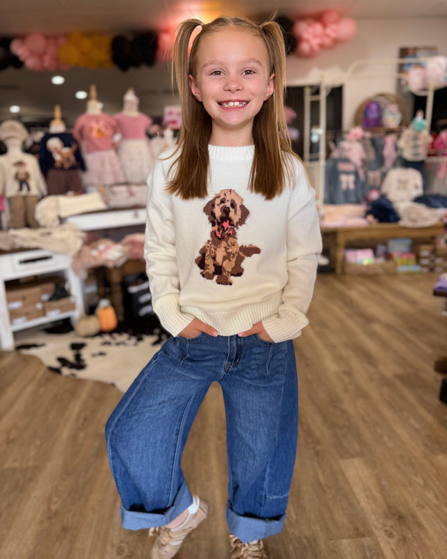 Doodle Patched Sweater Top | Ivory