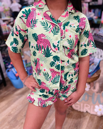 Jungle Leopard Pajama Set | Green