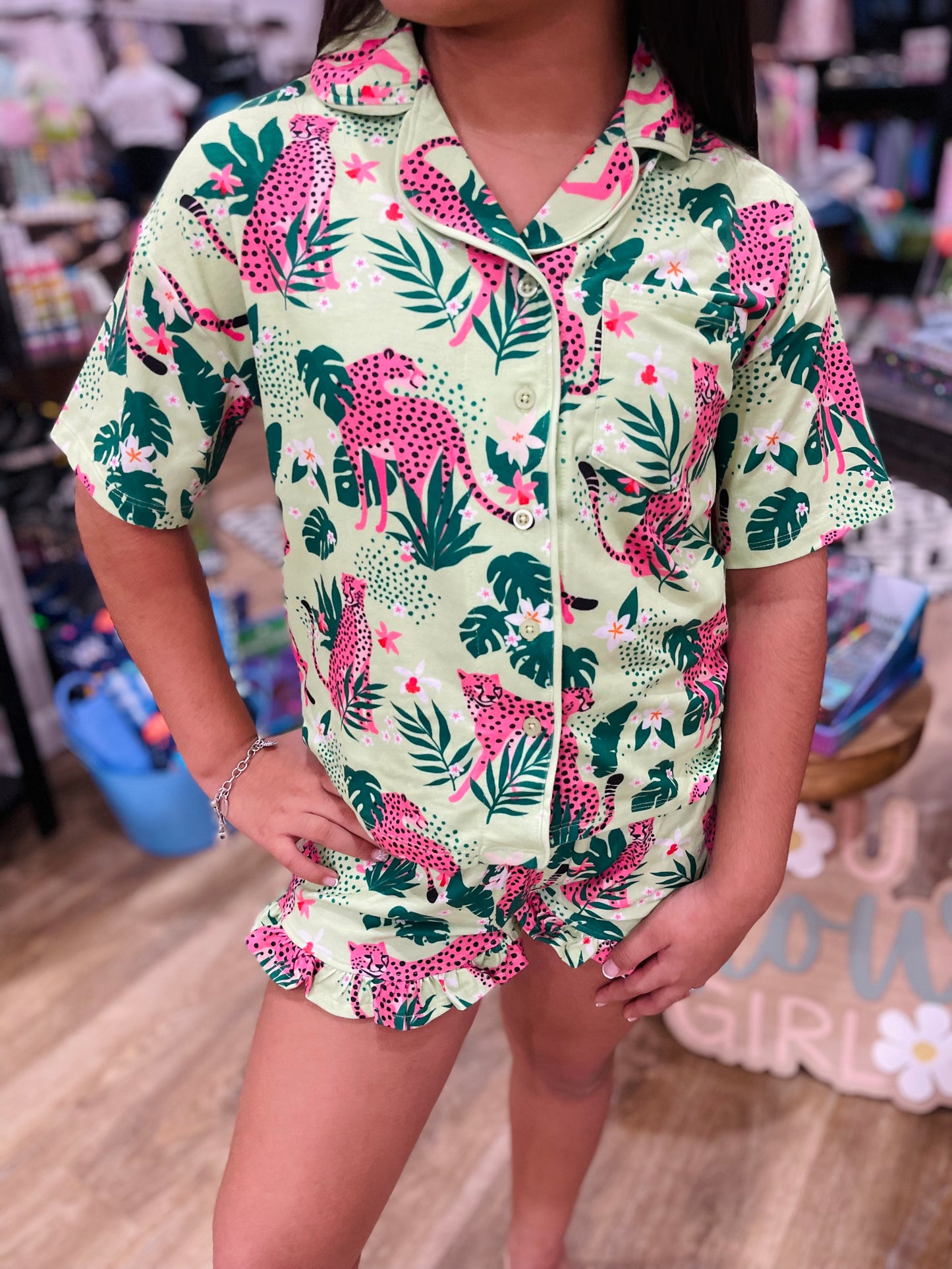 Jungle Leopard Pajama Set | Green