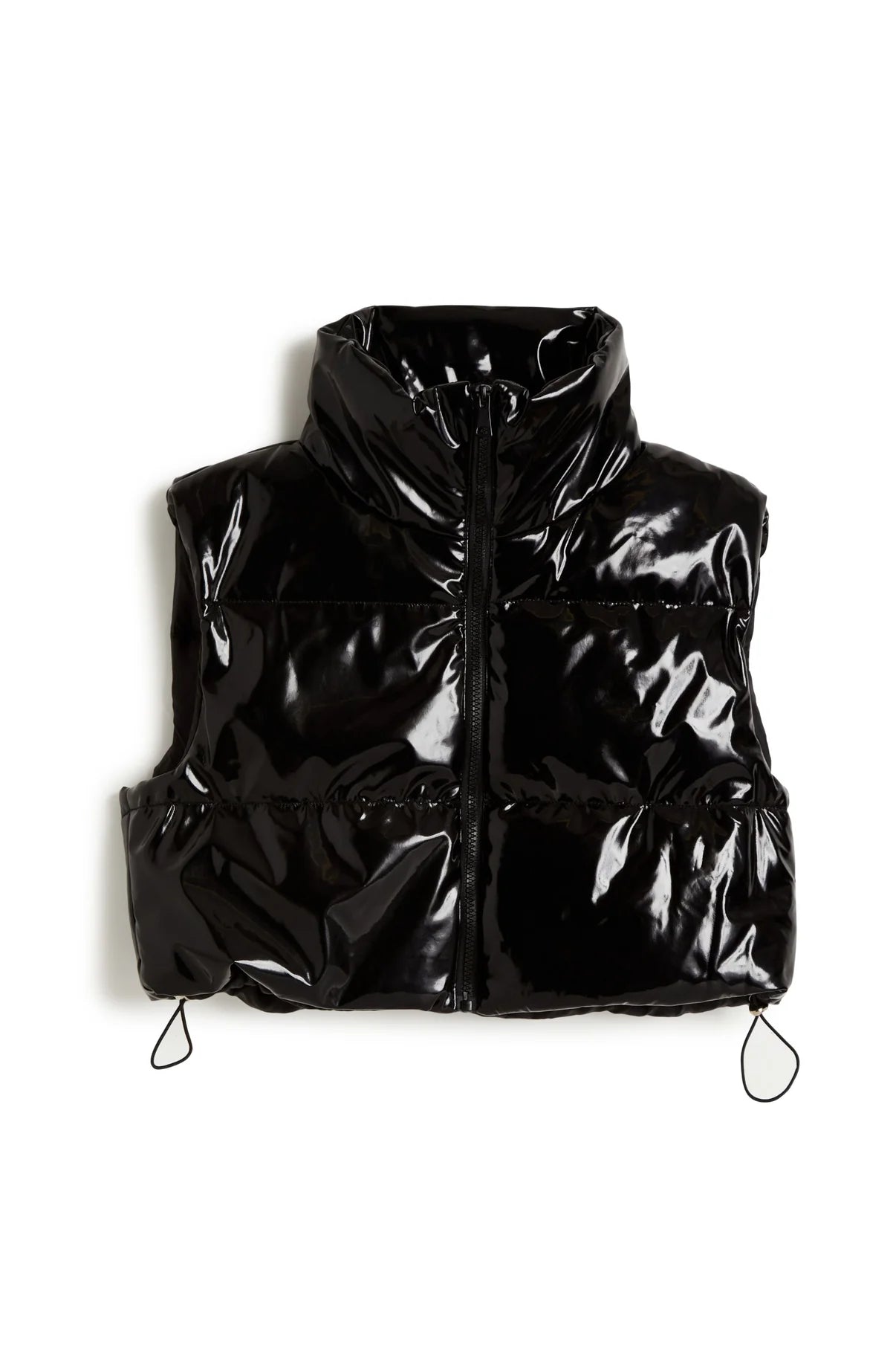 Cropped Puffer Vest - Black