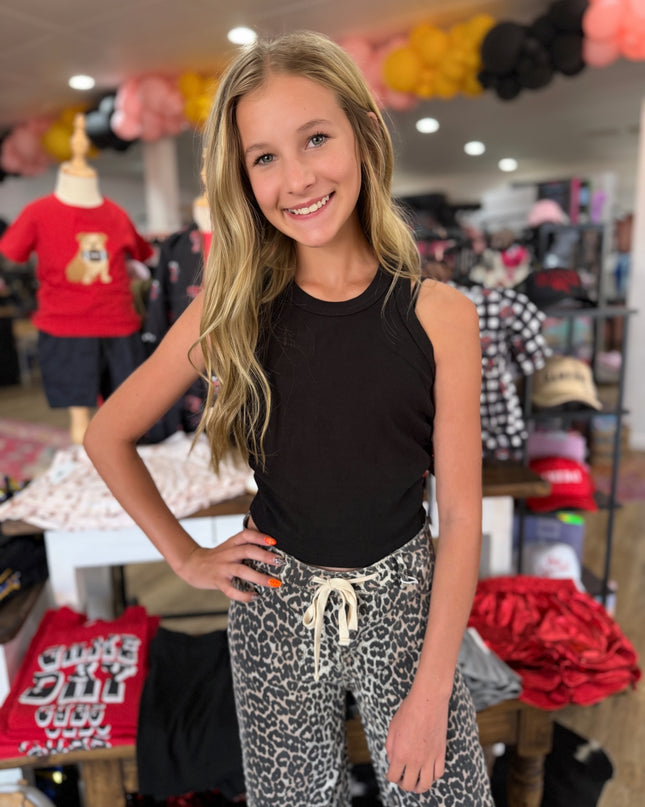Slight Barrel Pants With Drawstring | Leopard