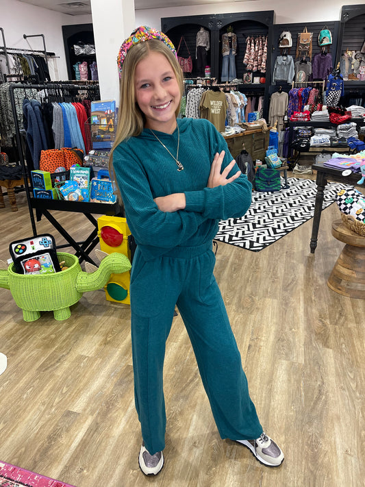 Cozy Jersey Wide Leg Pant | Teal