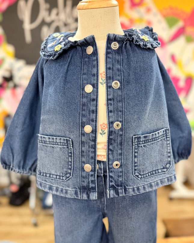 Flora Embroidered Jacket  | Denim