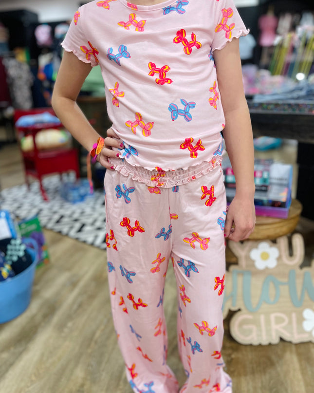 Balloon Pup Pajama Set | Light Pink