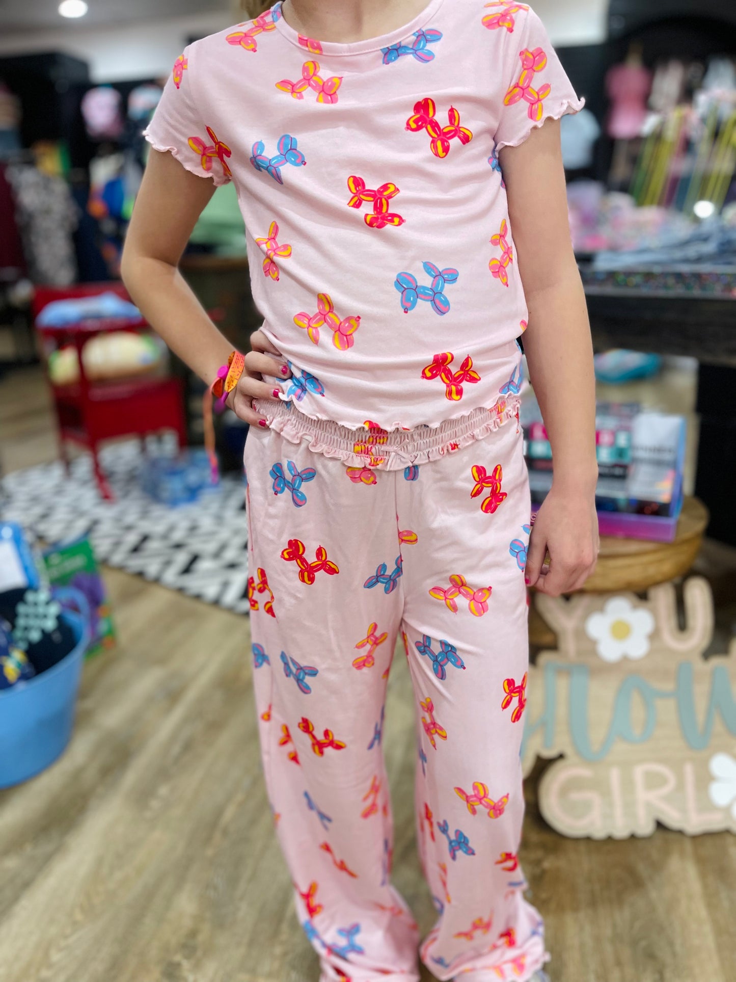 Balloon Pup Pajama Set | Light Pink