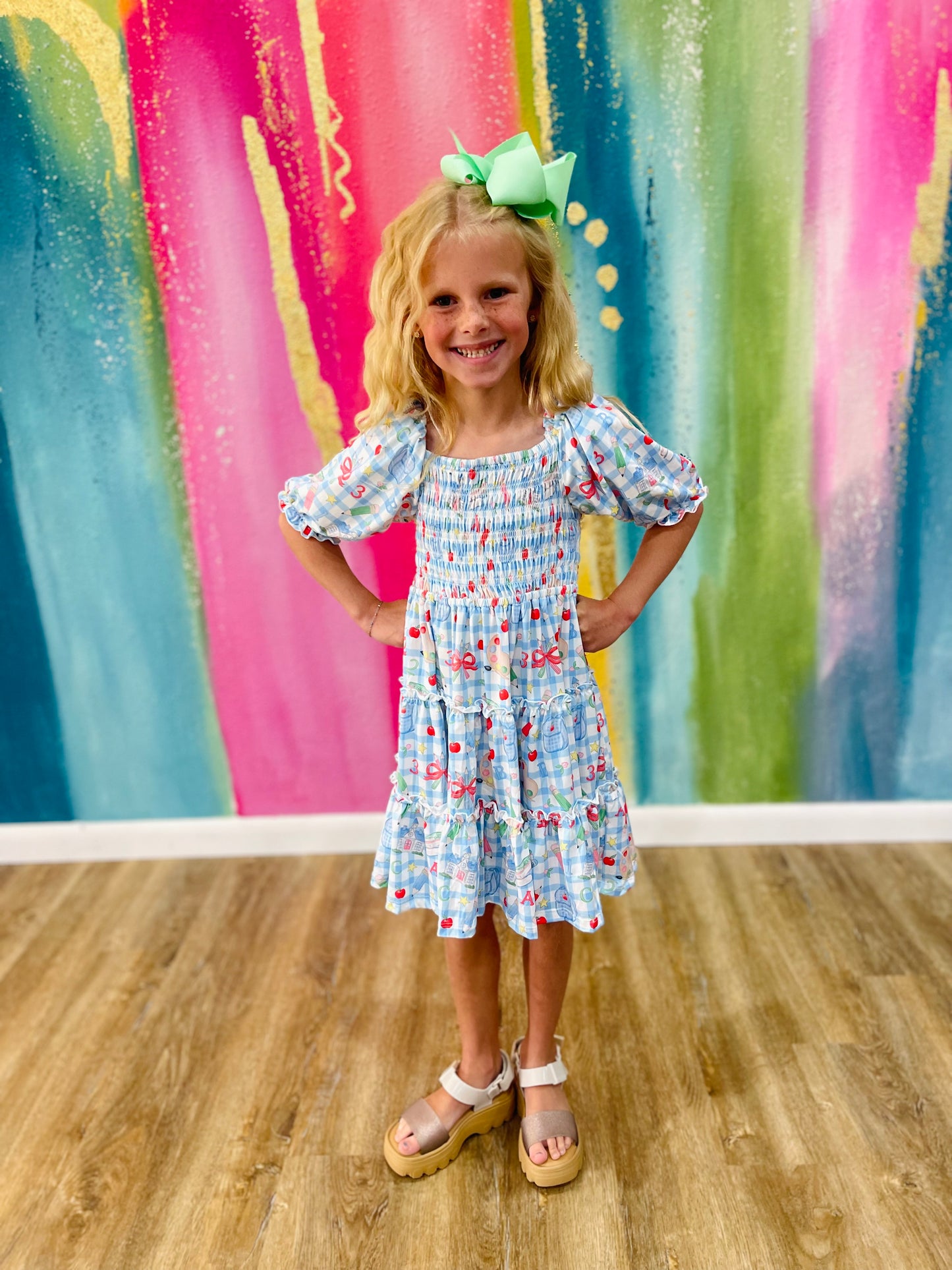 Honor Roll Smocked Ruffle Dress
