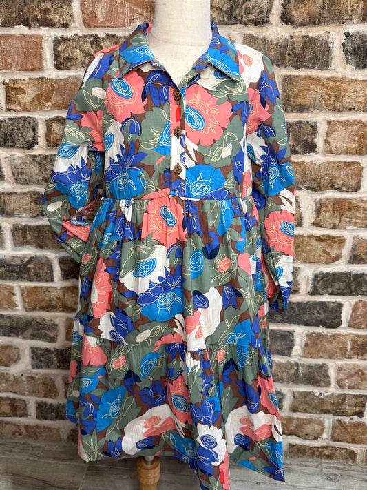 Floral Button Down Tiered Dress