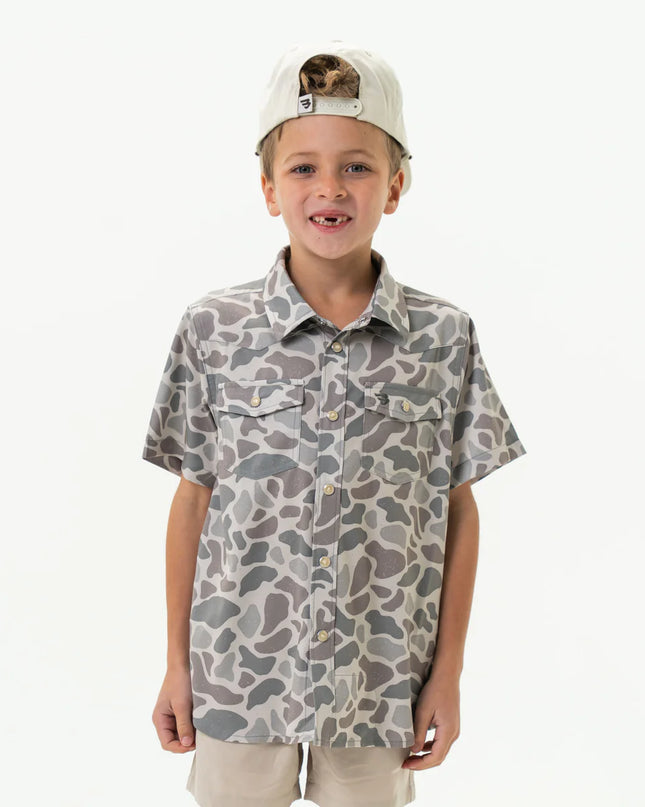 Youth Performance Button Up | Classic Deer Camo