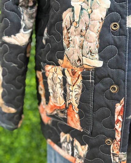 Thunderbird Boots Black Quilted Snap Jacket