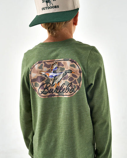 Youth Tee | Ducks Flying In | Olive