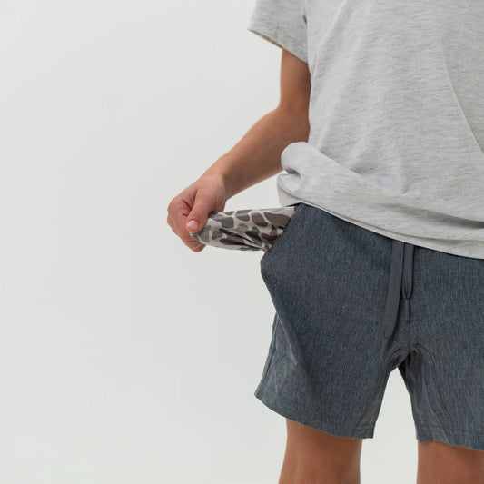 Youth Athletic Shorts | Grizzly Grey | Deer Camo Liner