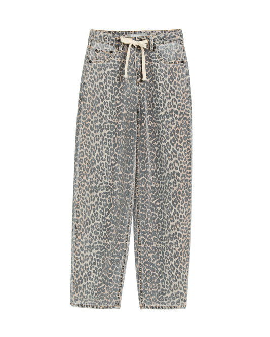 Leopard Slight Barrel Drawstring Pants